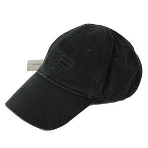 BALENCIAGA Distressed Black BB PARIS ICON Cotton Baseball Cap LARGE Italy NWT